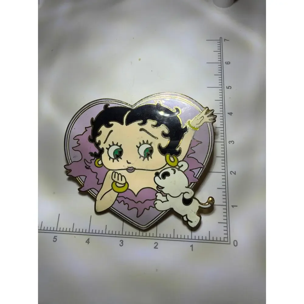 Vintage 2011 Betty Boop Pudgy Dog Heart Enamel Brooch Pin KFS Hearst
